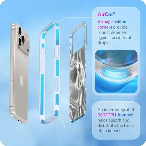 LONLI Hue for iPhone 17 Pro Max Case - Ocean Waves Shockproof Phone Cover - [Shock-Absorbent Bumper] - Cute, Unique and Aesthetic - 3