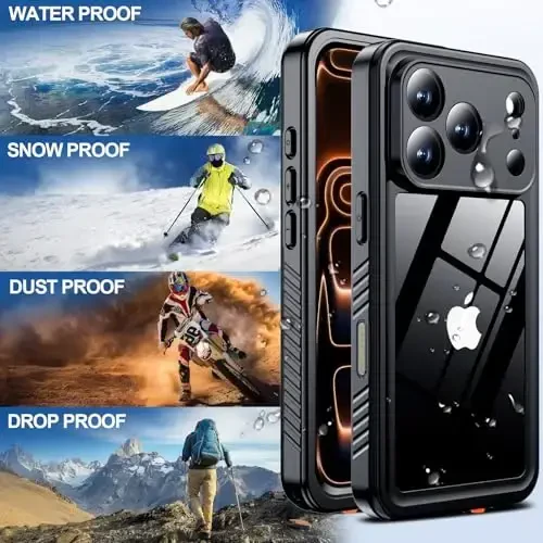 MOZOTER for iPhone 17 Pro Max Case Waterproof,[IPX8 Underwater Case][Full Body Shockproof & Military Dropproof] Clear Sound Quality Built-in Screen Protector for iPhone 17 Pro Max 6.9 inch-Black - 5