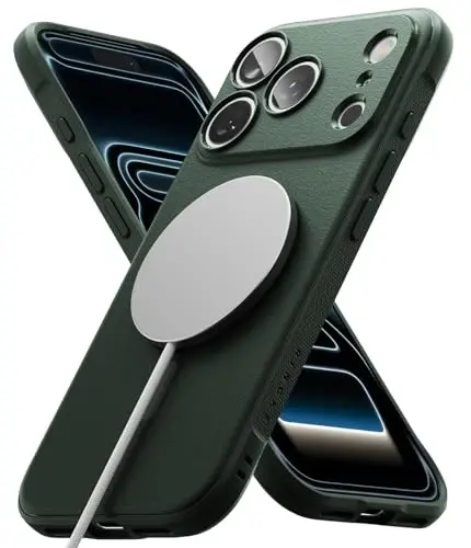 Ringke Onyx for iPhone 17 Pro Max Case, [Compatible with MagSafe] Oil & Dirt Resistant, Individual Lens Covers for Cameras, Non-Slip Enhanced Grip Lightweight Cover - Magnetic Dark Green - 1