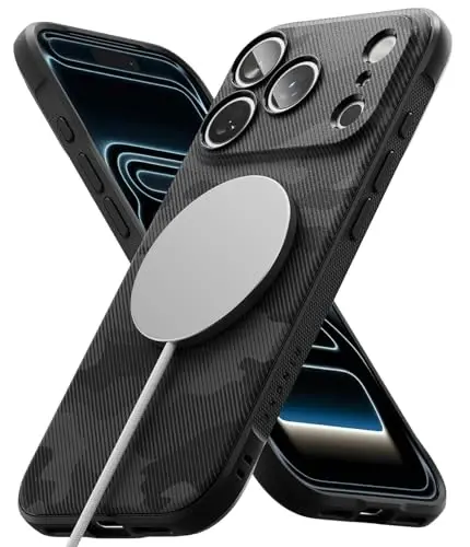 Ringke Onyx for iPhone 17 Pro Max Case, [Compatible with MagSafe] Oil & Dirt Resistant, Individual Lens Covers for Cameras, Non-Slip Enhanced Grip Lightweight Cover - Magnetic Camo Black - 1