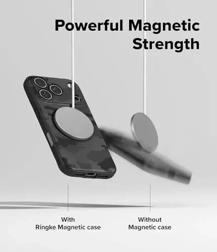 Ringke Onyx for iPhone 17 Pro Max Case, [Compatible with MagSafe] Oil & Dirt Resistant, Individual Lens Covers for Cameras, Non-Slip Enhanced Grip Lightweight Cover - Magnetic Camo Black - 4