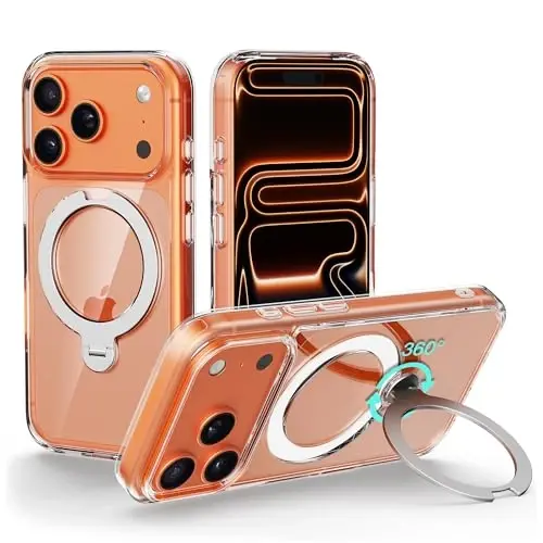 Upcommon Flex Stand Case for iPhone 17 Pro Max, 360° Rotatable Kickstand, MagSafe Compatible, Slim Protective Cover, Shockproof (Clear) 