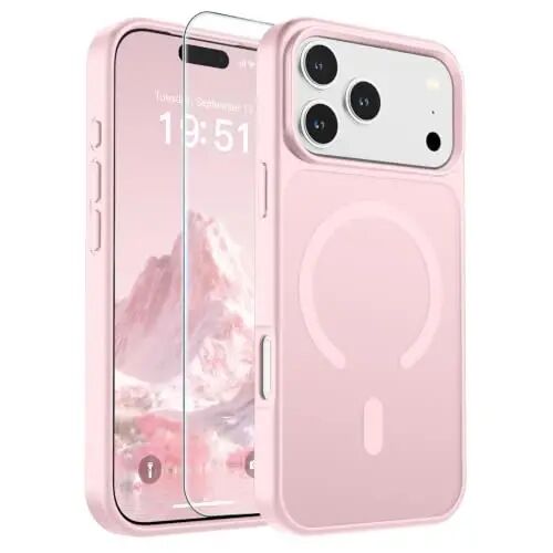 SUPFINE Magnetic for iPhone 17 Pro Max Case (Compatible with MagSafe)(Military Grade Drop Protection) Translucent Matte Shockproof with Anti-Fingerprint Phone Cover,Light Pink - 1