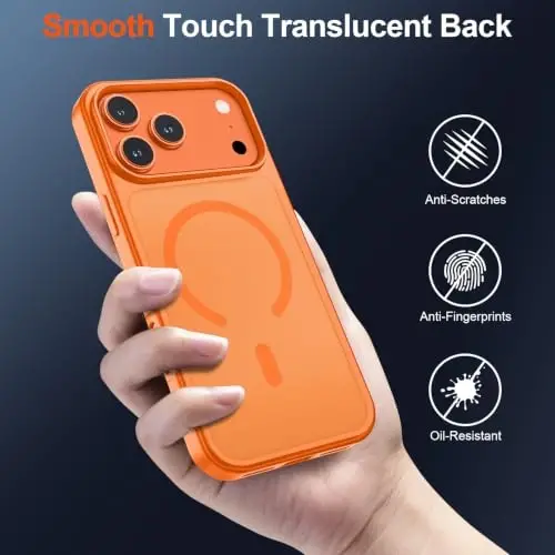 SUPFINE Magnetic for iPhone 17 Pro Max Case (Compatible with MagSafe)(Military Grade Drop Protection) Translucent Matte Shockproof Phone Cover,Starry Orange - 5