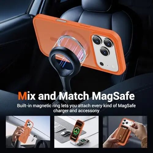 iPhone 17 Pro Max İçin Temdan Ekran Koruyuculu Kılıf, Magsafe Uyumlu, Sararma Karşıtı, Askeri Sınıf Koruma, Darbeye Dayanıklı İnce Manyetik Telefon Kılıfı Kapağı, Turuncu - 2