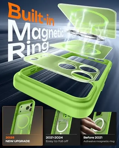TOCOL for iPhone 17 Pro Max Case, Full Camera Protection, Built-in Magnetic Ring, Compatible with Magsafe, Drop Protection, Translucent Matte Phone Case for iPhone 17 ProMax 6.9 inch (Light Green) - 3