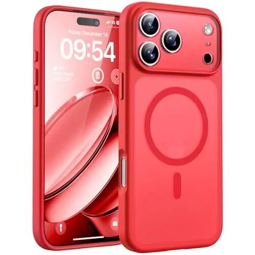 iPhone 17 Pro Max için TOCOL Kılıfı, Tam Kamera Koruması, Dahili Manyetik Halka, Magsafe Şarj Cihazı ile Uyumlu, iPhone 17 ProMax 6,9 inç için Yarı Saydam Mat Telefon Kılıfı (Kırmızı) - TOCOL