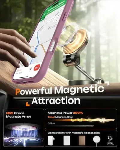 TOCOL for iPhone 17 Pro Max Phone Case, Full Camera Protection, Built-in Magnetic Ring, Compatible with Magsafe Charger, Translucent Matte Phone Case for 17 ProMax 6.9 inch (Alpine Green) - 4