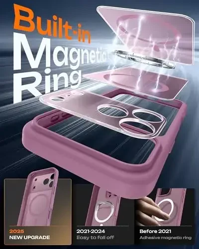 TOCOL for 17 ProMax Case, Full Camera Protection, Built-in Magnetic Ring, Compatible with Magsafe Charger, Translucent Matte Phone Case for 17 ProMax 6.9 inch (Lilac Purple) - 3