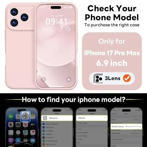 Vooii Magnetic for iPhone 17 Pro Max Case, Compatible with Magsafe (Premium Liquid Silicone) (Integrated Camera Control Button) Full Body Protective Anti-Scratch Microfiber Lining 6.9 inch, Pink Sand - 2