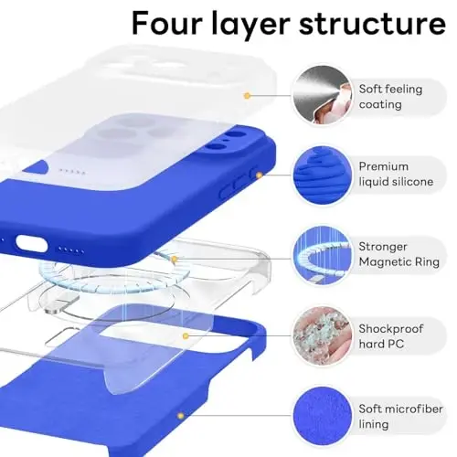 Vooii Magnetic for iPhone 17 Pro Max Case, Compatible with Magsafe (Premium Liquid Silicone) (Integrated Camera Control Button) Full Body Protective Anti-Scratch Microfiber Lining 6.9 inch, Klein Blue - 6