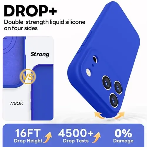 Vooii Magnetic for iPhone 17 Pro Max Case, Compatible with Magsafe (Premium Liquid Silicone) (Integrated Camera Control Button) Full Body Protective Anti-Scratch Microfiber Lining 6.9 inch, Klein Blue - 4