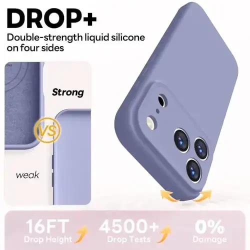 Vooii Magnetic for iPhone 17 Pro Max Case, Compatible with Magsafe (Premium Liquid Silicone) (Integrated Camera Control Button) Full Body Protective Anti-Scratch Microfiber Lining, Lavender Grey - 4