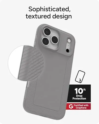 ZAGG Luxe Snap Phone Case for iPhone 17 Pro Max - Gray, Durable Graphene for Drop Protection (10ft/3m), Slim Lightweight Design, MagSafe Compatible - 6