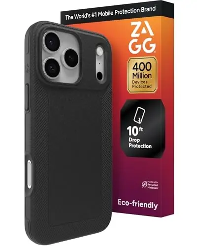 ZAGG Luxe Snap Phone Case for iPhone 17 Pro Max - Black, Durable Graphene for Drop Protection (10ft/3m), Slim Lightweight Design, MagSafe Compatible - ZAGG