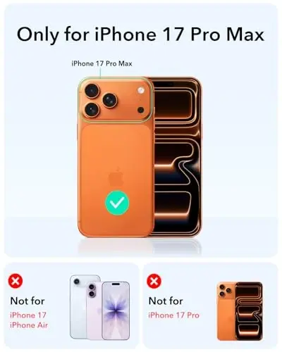 ESR for iPhone 17 Pro Max Case with Stash Stand, 7X Military-Grade Drop Protection with Camera Control, Shock-Absorbing Phone Rugged Cover, Compatible with MagSafe Accessories, Cyber Series, Black - 2