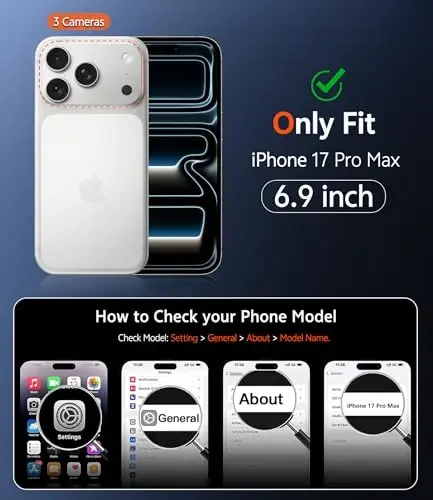 iPhone 17 Pro-Max Kılıfı için FNTCASE: Magsafe ile Uyumlu Şeffaf Manyetik Telefon Kılıfları İnce Sararmaz Askeri Sınıf Düşme Koruması Sağlam Koruyucu Şeffaf Telefon Kapağı (B-Glitter Manyetik) - 2