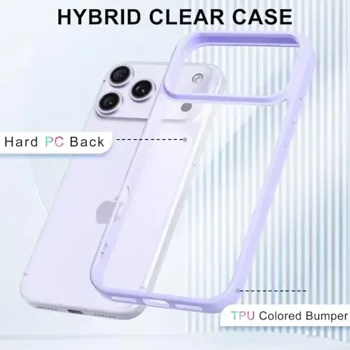 LoeoeL for iPhone 17 Pro Max Case Clear, Transparent Hybrid 17 Pro Max Phone Case [Hard Plastic & Soft Silicone Bumper] Acrylic Non Yellowing Thin Slim Protective Cover for Women, Purple Lavender - 3