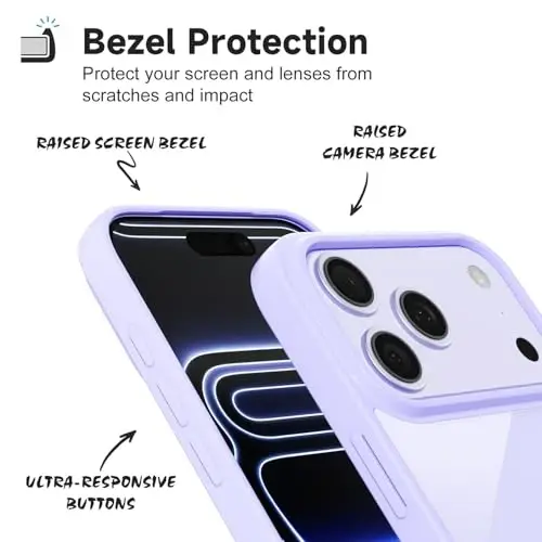 iPhone 17 Pro Max Kılıfı için LoeoeL Şeffaf, Transparan Hibrit 17 Pro Max Telefon Kılıfı [Sert Plastik ve Yumuşak Silikon Tampon] Akrilik Sararmayan İnce Koruyucu Kadın Kılıfı, Mor Lavanta - 4