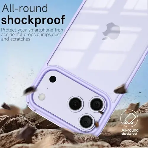 iPhone 17 Pro Max Kılıfı için LoeoeL Şeffaf, Transparan Hibrit 17 Pro Max Telefon Kılıfı [Sert Plastik ve Yumuşak Silikon Tampon] Akrilik Sararmayan İnce Koruyucu Kadın Kılıfı, Mor Lavanta - 6