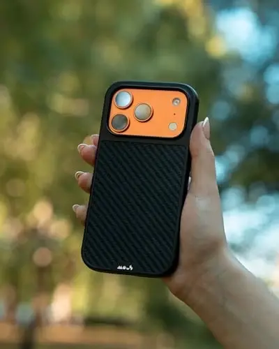 Mous for iPhone 17 Pro Max Case, Compatible with MagSafe - Limitless - Protective Carbon Fibre Cover for iPhone 17 Pro Max - Shockproof, Full Camera Protection, Anti-Scratch Back, Black - 4