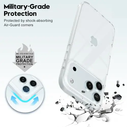 LoeoeL for iPhone 17 Pro Max Case Clear, Transparent Hybrid iPhone 17 Pro Max Phone Case [Hard Plastic & Soft Silicone Bumper] Acrylic Non Yellowing Thin Slim Protective Cover for Women, Crystal Clear - 9