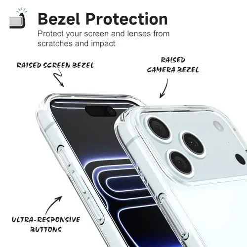 iPhone 17 Pro Max Kılıfı Şeffaf, Transparan Hibrit iPhone 17 Pro Max Telefon Kılıfı [Sert Plastik ve Yumuşak Silikon Tampon] Akrilik Sararmayan İnce Koruyucu Kadınlar için Kılıf, Kristal Şeffaf - 4