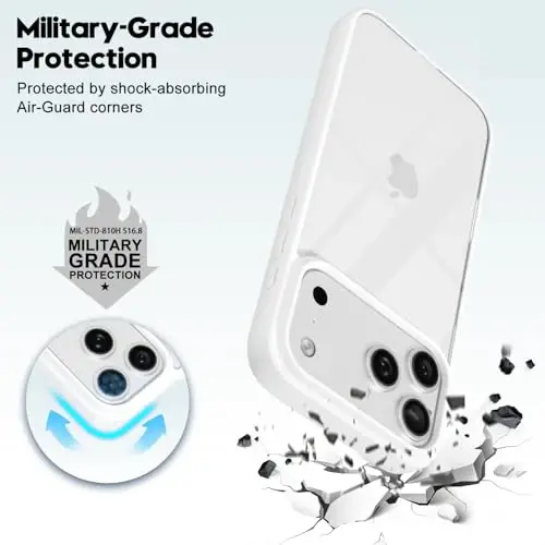 LoeoeL for iPhone 17 Pro Max Case Clear, Transparent Hybrid iPhone 17 Pro Max Phone Case [Hard Plastic & Soft Silicone Bumper] Acrylic Non Yellowing Thin Slim Protective Cover for Women, White - 6