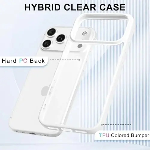 iPhone 17 Pro Max Kılıfı Şeffaf, Transparan Hibrit iPhone 17 Pro Max Telefon Kılıfı [Sert Plastik & Yumuşak Silikon Tampon] Akrilik Sararmayan İnce Koruyucu Kadınlar için Kılıf, Beyaz - 3