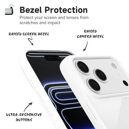 iPhone 17 Pro Max Kılıfı Şeffaf, Transparan Hibrit iPhone 17 Pro Max Telefon Kılıfı [Sert Plastik & Yumuşak Silikon Tampon] Akrilik Sararmayan İnce Koruyucu Kadınlar için Kılıf, Beyaz - 4