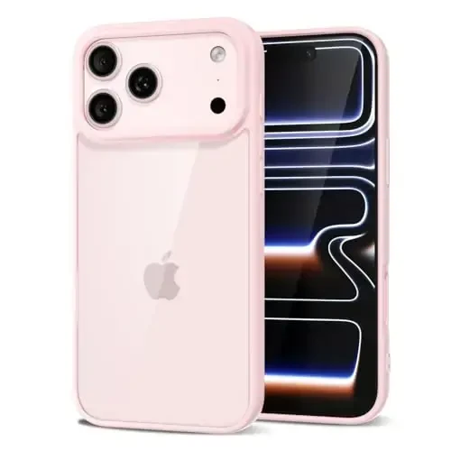 LoeoeL for iPhone 17 Pro Max Case Clear, Transparent Hybrid iPhone 17 Pro Max Phone Case [Hard Plastic & Soft Silicone Bumper] Acrylic Non Yellowing Thin Slim Protective Cover for Women, Light Pink - LOEOEL