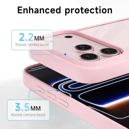 LoeoeL for iPhone 17 Pro Max Case Clear, Transparent Hybrid iPhone 17 Pro Max Phone Case [Hard Plastic & Soft Silicone Bumper] Acrylic Non Yellowing Thin Slim Protective Cover for Women, Light Pink - 5