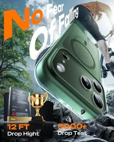 TOCOL for iPhone 17 Pro Max Phone Case, Full Camera Protection, Built-in Magnetic Ring, Compatible with Magsafe Charger, Translucent Matte Phone Case for 17 ProMax 6.9 inch (Alpine Green) - 6