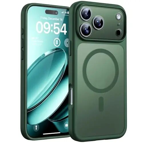TOCOL for iPhone 17 Pro Max Phone Case, Full Camera Protection, Built-in Magnetic Ring, Compatible with Magsafe Charger, Translucent Matte Phone Case for 17 ProMax 6.9 inch (Alpine Green) - TOCOL