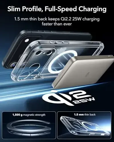 iPhone 17 Pro Max uchun ESR g'ilofi, kamera boshqaruvi, MagSafe bilan mos, zarbaga chidamli harbiy darajadagi himoya, iPhone 17 Pro Max uchun magnit telefon g'ilofi, klassik gibrid g'ilof, shaffof - 5