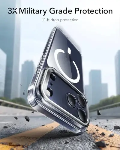 iPhone 17 Pro Max uchun ESR g‘ilofi, Stash Standli, MagSafe bilan mos keluvchi kamera boshqaruv qopqog‘i, harbiy darajadagi zarbadan himoya qiluvchi telefon g‘ilofi, chizilishga chidamli orqa qopqoq, shaffof - 4