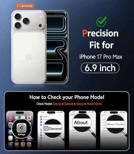 iPhone 17 Pro-Max uchun FNTCASE g'ilofi: Magsafe bilan mos keluvchi, ekran himoyachisiga ega magnitli telefon g'iloflari, ingichka, mustahkam, zarbga chidamli, ikki tonli himoya dizayniga ega mobil qopqog'i - 2