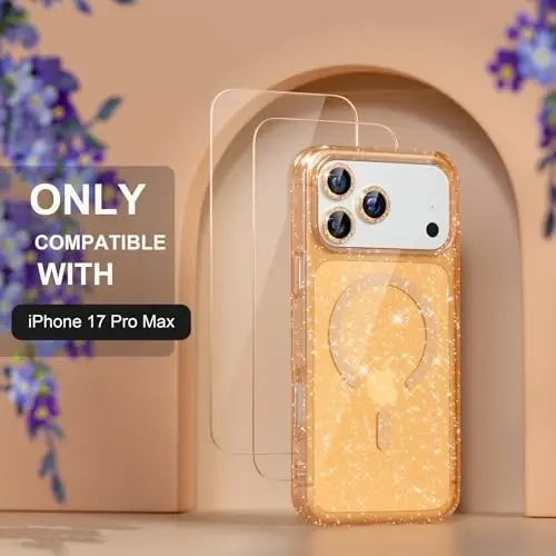 iPhone 17 Pro Max uchun MagSafe bilan mos keluvchi Choiche Magnetic g‘ilofi, olmossimon kamera linzalari himoyachilariga ega ayollar uchun yoqimli yaltiroq va porloq telefon g‘ilofi, harbiy darajadagi tushishdan himoya 6.9