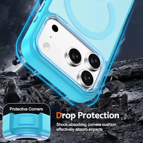 iPhone 17 Pro uchun Anuck g‘ilofi, MagSafe bilan mos magnitli telefon g‘ilofi, yumshoq TPU bamperli, qattiq yarim shaffof mat orqa tomonli, ingichka, zarbaga chidamli himoya g‘ilofi, erkaklar, ayollar va qizlar uchun - Ko‘l moviy rangi - 4