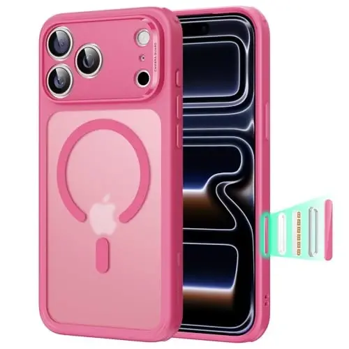 iPhone 17 Pro uchun ESR g‘ilofi, Kamera boshqaruvi, MagSafe bilan mos, Zarba o‘tkazmaydigan harbiy darajadagi himoya, iPhone 17 Pro uchun magnitli telefon g‘ilofi, Klassik gibrid g‘ilof, Muzli pushti 