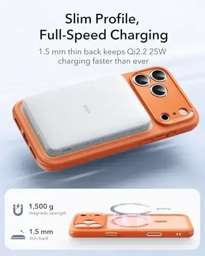 iPhone 17 Pro uchun ESR g'ilofi, Kamera boshqaruvi, MagSafe bilan mos, zarbaga chidamli harbiy darajadagi himoya, iPhone 17 Pro uchun magnitli telefon g'ilofi, klassik gibrid g'ilof, muzlatilgan to'q sariq - 4