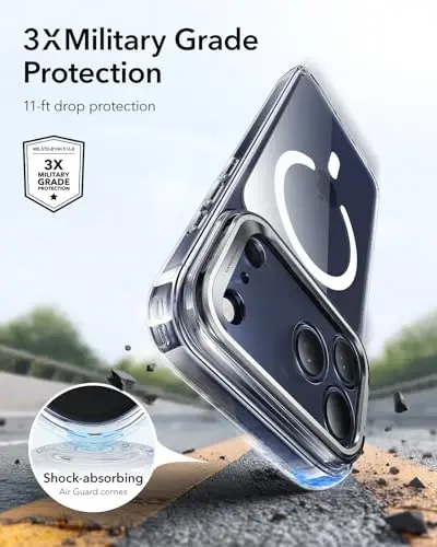 iPhone 17 Pro uchun ESR g‘ilofi, Stash Stand bilan, MagSafe bilan mos keluvchi kamera boshqaruv qopqog‘i, harbiy darajadagi tushishdan himoya magnitli telefon g‘ilofi, tirnalishga chidamli orqa qopqoq, tiniq - 3