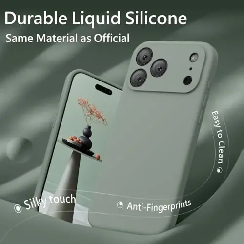 iPhone 17 Pro uchun FireNova magnitli g‘ilofi, MagSafe bilan mos, [O‘rnatilgan silikon kamera boshqaruv tugmasi] [Kamerani himoya qilish] Tirnalishga qarshi mikrotola qoplamali telefon g‘ilofi, 6.3 dyuym, Calke yashil rangi - 4