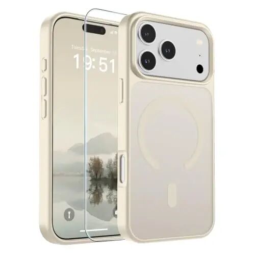 SUPFINE Magnetic for iPhone 17 Pro Case (Compatible with MagSafe)(Military Grade Drop Protection) Translucent Matte Shockproof with Anti-Fingerprint Phone Cover,Antique White 