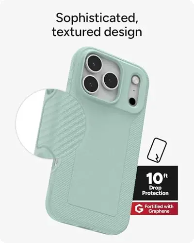 iPhone 17 Pro uchun ZAGG Luxe Snap telefon gʻilofi - Green Serene Mint, tushib ketishdan himoya qilish uchun bardoshli Grafen (10ft/3m), yupqa engil dizayn, MagSafe bilan mos keladi - 6