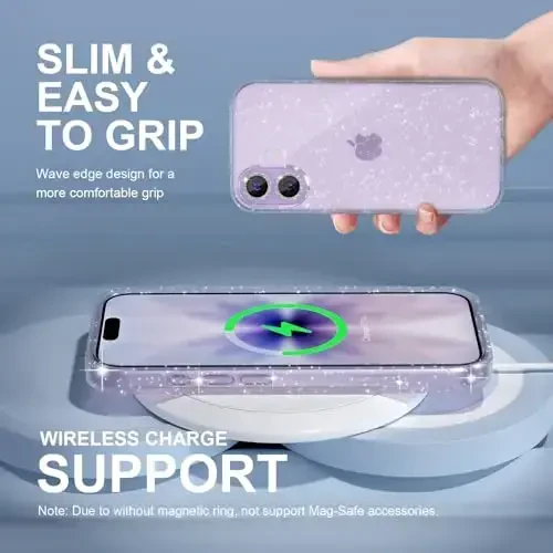 iPhone 17 uchun Choiche mos keladigan g‘ilof, ayollar uchun chiroyli tiniq yaltiroq yaltiroq g‘ilof, [2 x olmosli kamera linzalari himoyachilari] [2 x закаленное shisha ekran himoyachilari] 6,3 dyuym (yaltiroq tiniq) - 3