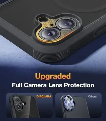 iPhone 17 uchun Diaclara g'ilofi 6.3'', to'liq tanali harbiy darajadagi tushishdan himoya qiluvchi tashqi telefon g'ilofi, o'rnatilgan ekran himoyachisi, oson o'rnatish, tirqish yo'q, MagSafe bilan mos keladi, qora - 5