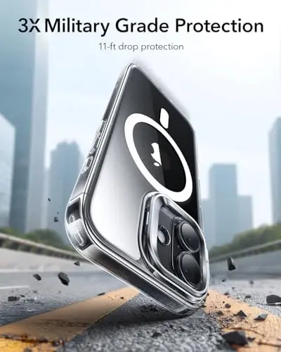iPhone 17 uchun ESR g‘ilofi, MagSafe bilan mos keladigan Kamera boshqaruv qopqog‘i, harbiy darajadagi tushishdan himoya qiluvchi magnit telefon g‘ilofi, chizilishga chidamli orqa qopqoq, shaffof - 6