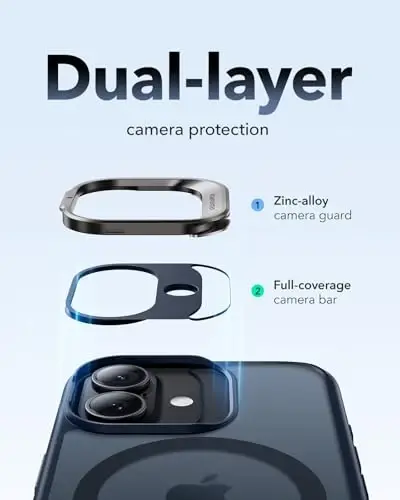 iPhone 17 uchun ESR gʻilofi, Stendli, MagSafe bilan mos keluvchi kamera boshqaruv qopqogʻi, Harbiy darajadagi tushishdan himoya qiluvchi magnit telefon gʻilofi, chizilishga chidamli orqa qopqoq, muzli koʻk - 2