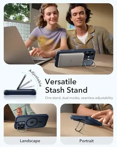 iPhone 17 uchun ESR gʻilofi, Stendli, MagSafe bilan mos keluvchi kamera boshqaruv qopqogʻi, Harbiy darajadagi tushishdan himoya qiluvchi magnit telefon gʻilofi, chizilishga chidamli orqa qopqoq, muzli koʻk - 3